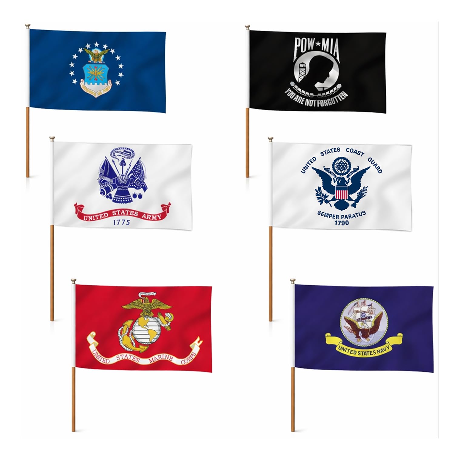 Amazon.com : Set of 6 Single Sided Military 5 Branches Army Navy